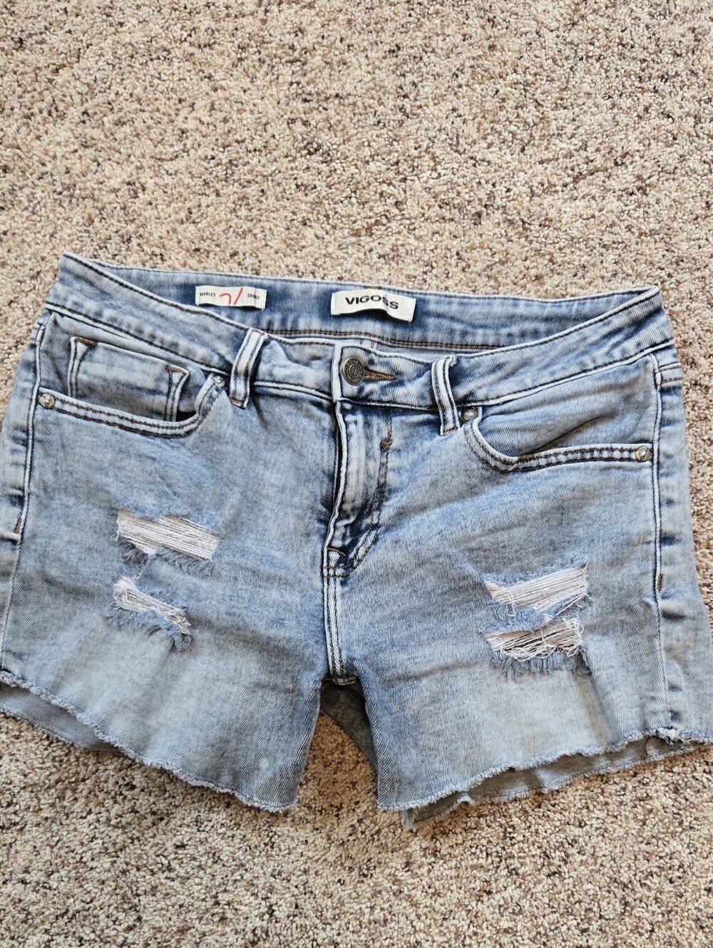 Vigoss Marley Denim Stretch Distressed Shorts Size 27